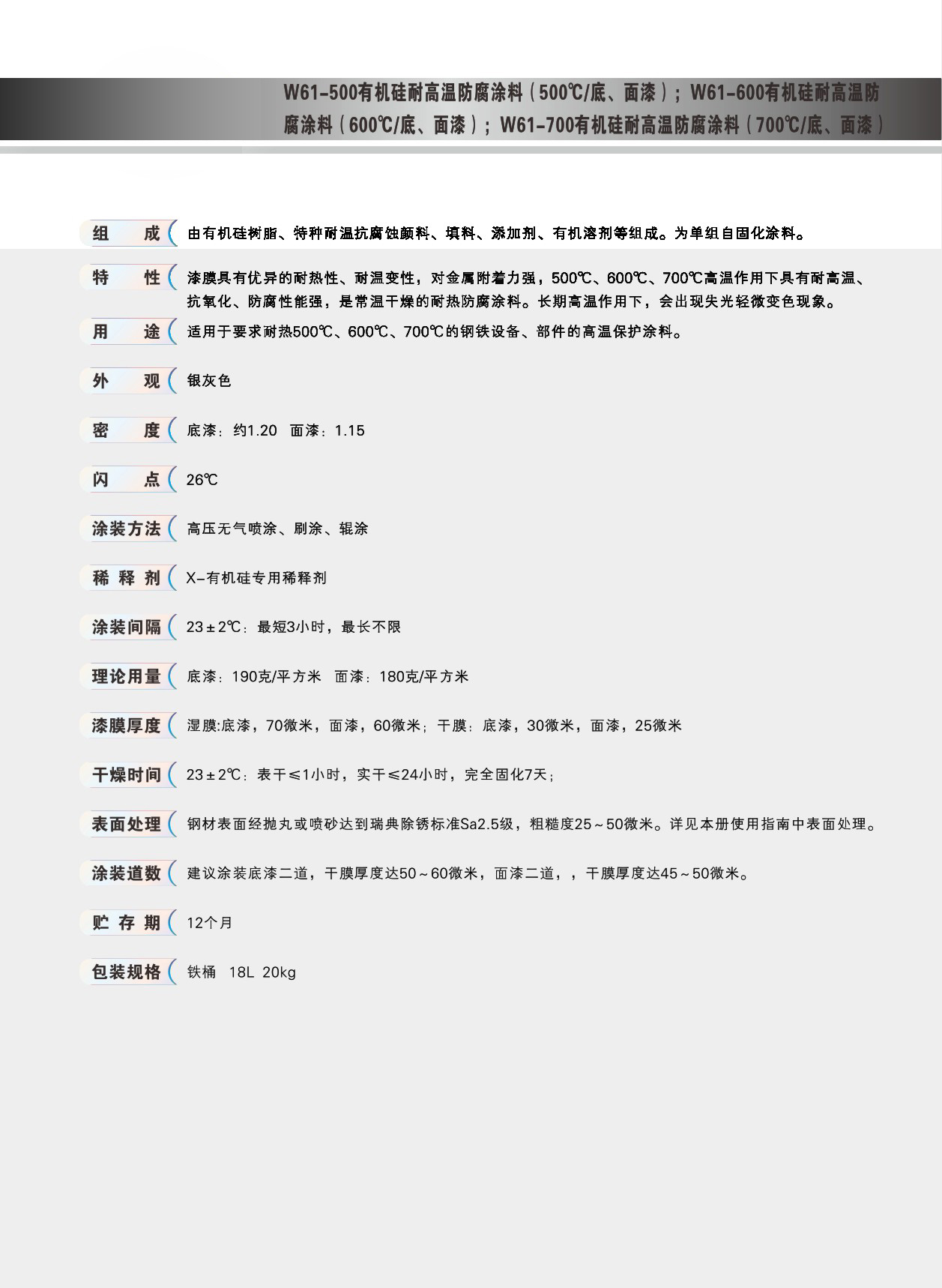 銀粉有機硅耐高溫防腐面漆600℃